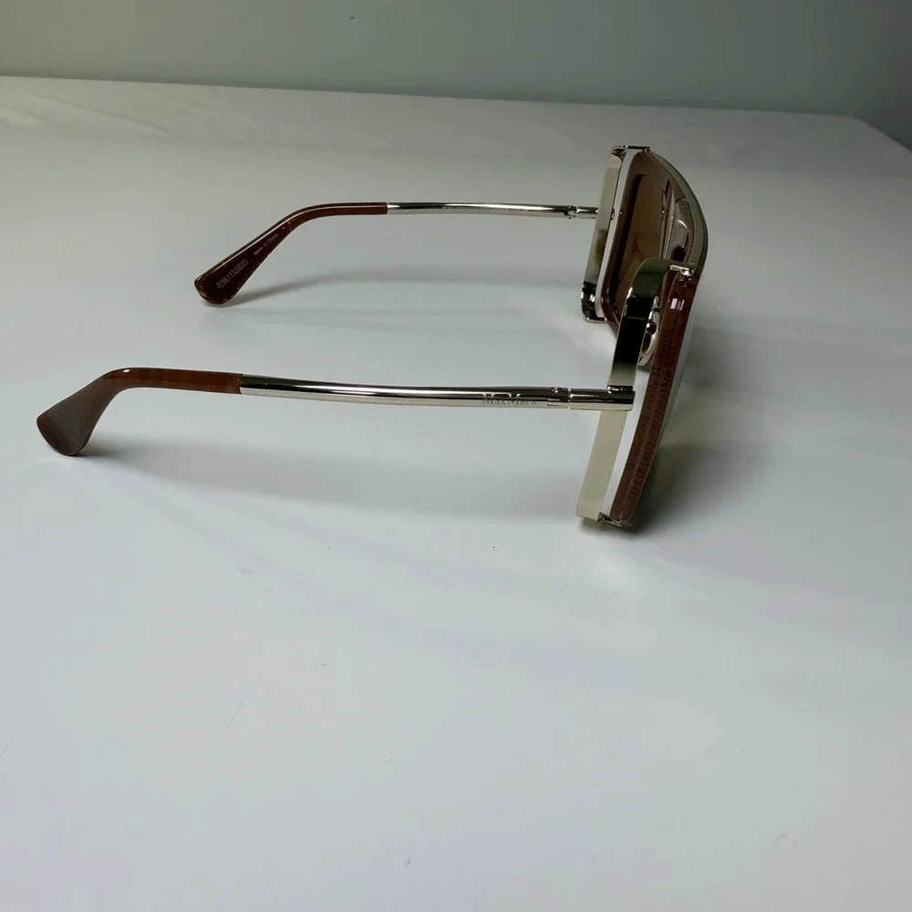Max‎ Mara Jean MM0119 Jean Brown Textured Oversized Square Sunglasses  57-16-130